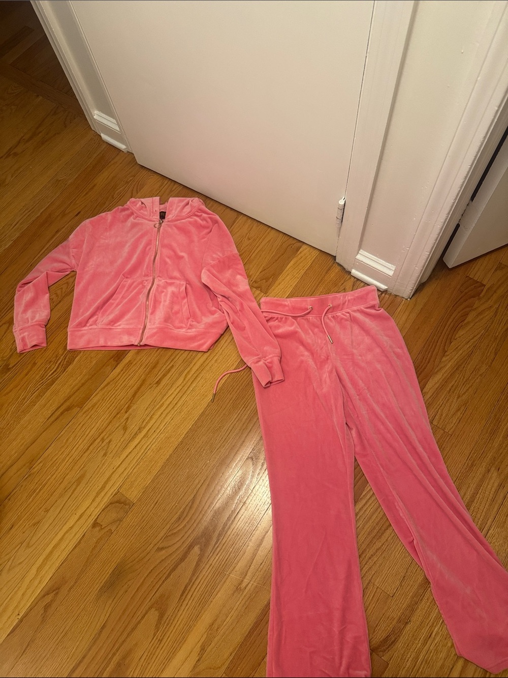 Pink Velour Set - Cozy Zip Hoodie & Drawstring Pants